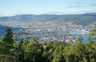 Drammen sett från Nordbykollen i Buskerud