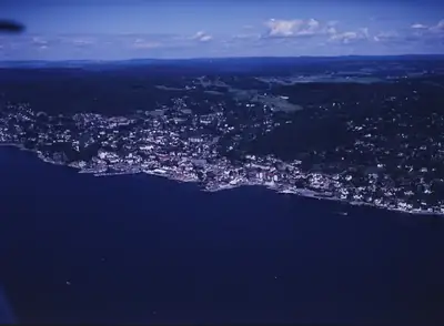 Drøbak och Oslofjorden sedda från luften