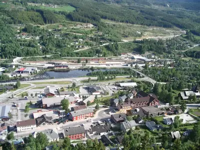 Åls centrum i Hallingdal sett från Sundreberget